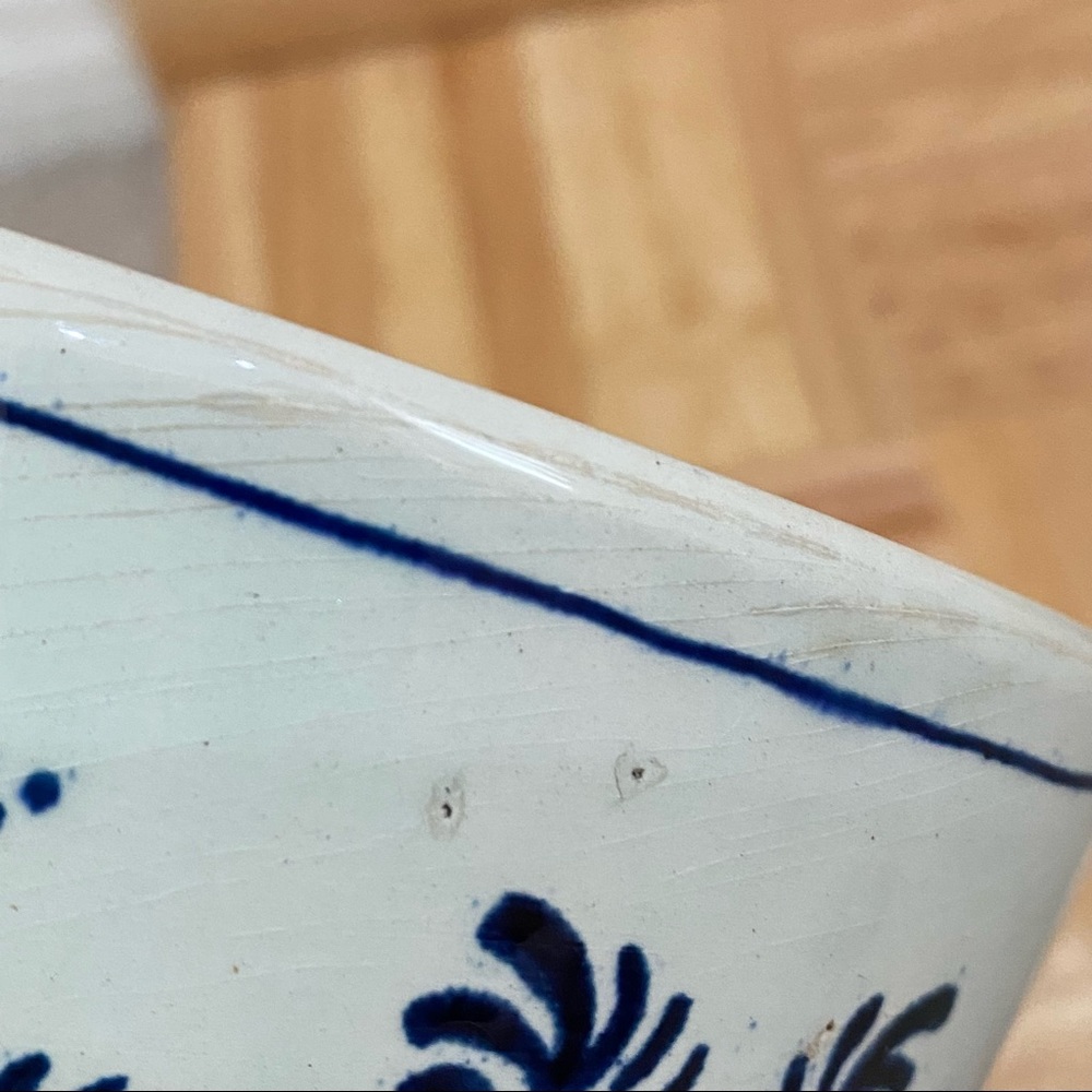 Vintage DELFT Blue Delft Blauw Holland Pottery Windmill 5” Blue & White Planter - Picture 8 of 14